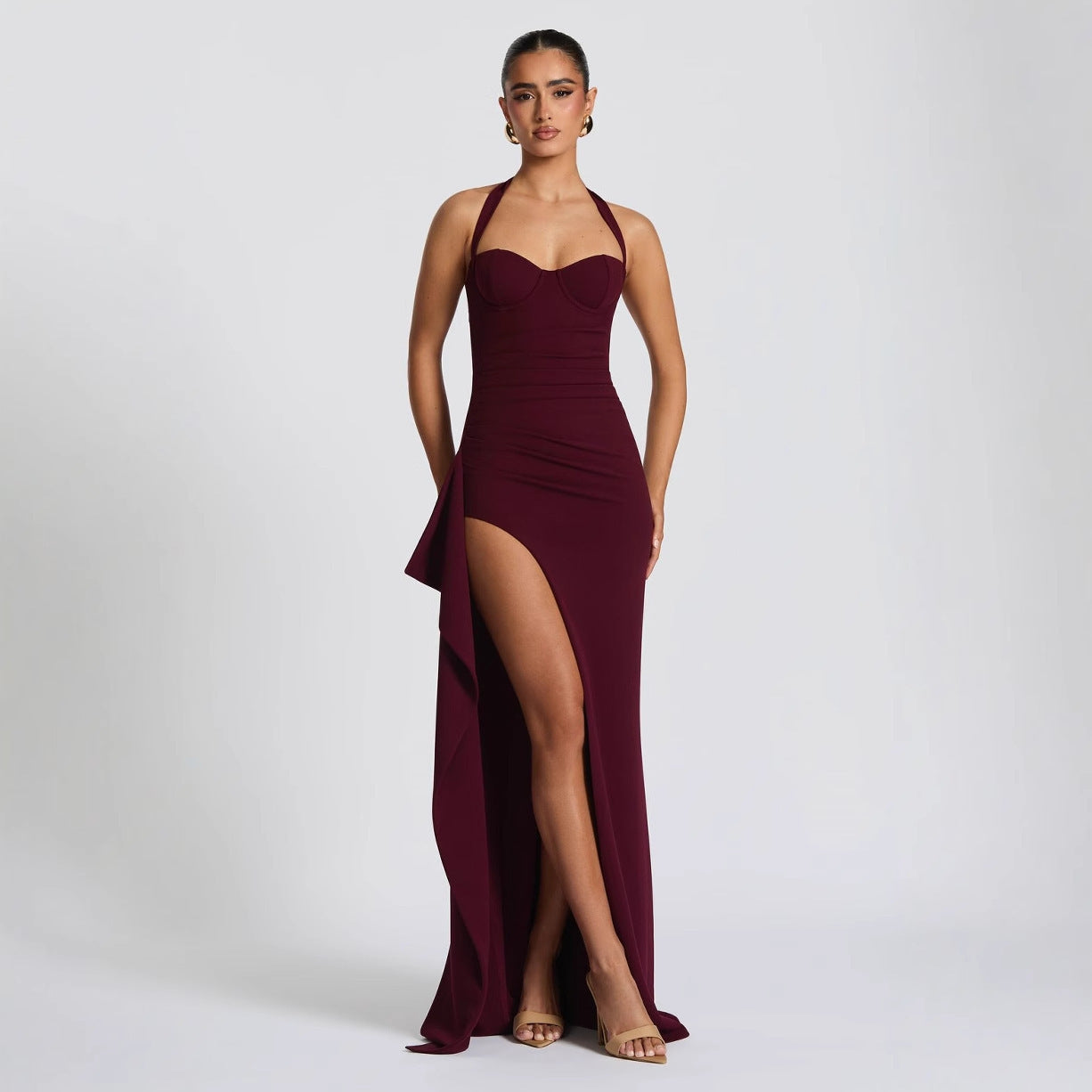 Fashion Ladies New Backless High Slit Dress