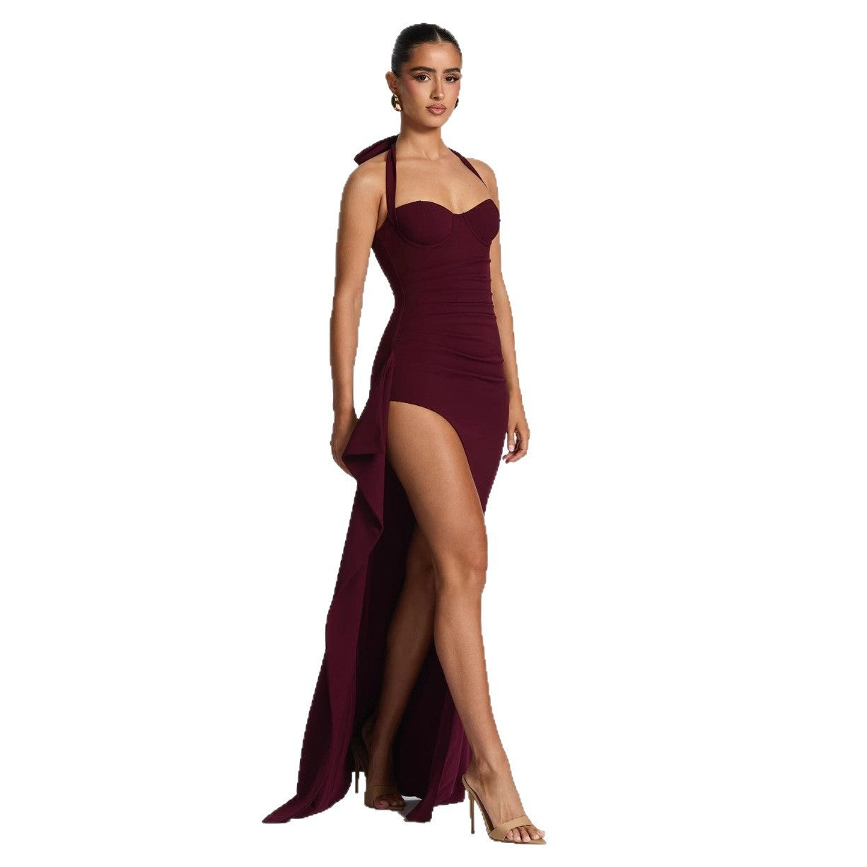 Fashion Ladies New Backless High Slit Dress