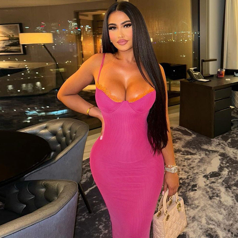 Women's Summer New Fashion Sexy Lace Bandeau Sling Dress